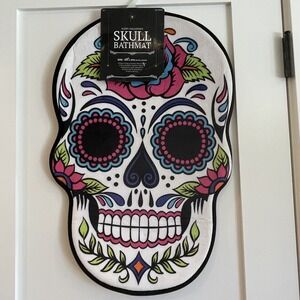 Bathroom Bath Shower Dish Mat‎ Rug Skull Fun Dia de los Muertos CoCo Halloween